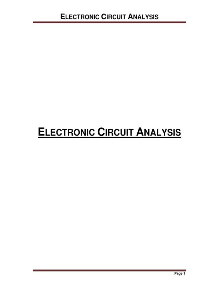 Electronic Circuit Analysis PDF Series And Parallel Circuits