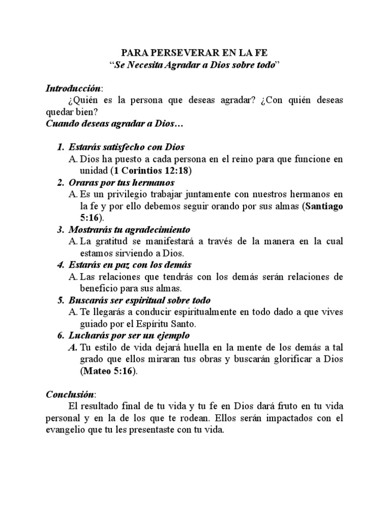 Cómo Agradar a Dios en la Fe | PDF