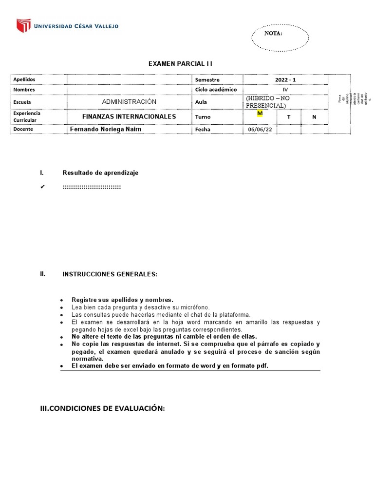 Examen Parcial de Finanzas Internacionales | PDF | Portafolio (Finanzas ...