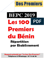 BEPC 2019 Les 100 Premiers Du Bénin Rapport