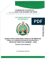 Bases Concurso Público de Méritos para Contratación de Docentes y Jefes de Práctica Unamad-2023, Tercera Convocatoria