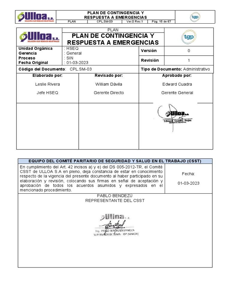CPL - SM-03 Plan de Contingencia y Respuesta A Emergencias - COSTA ...
