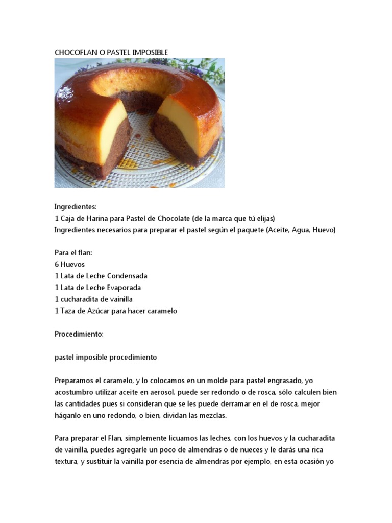Chocoflan o Pastel Imposible, PDF, Caramelo
