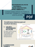 Condiciones Básicas para El Confort Térmico, Lumínico y Ventilación