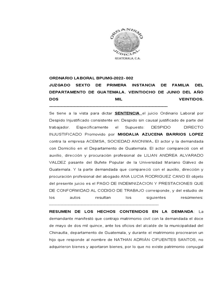 Sentencia Ordinario Divorcio | PDF | Divorcio | Matrimonio