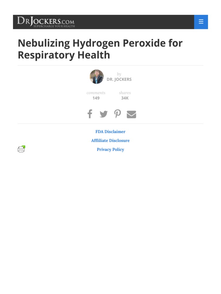 Nebulizing Hydrogen Peroxide For Respiratory Health | PDF | Infection ...
