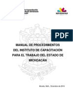 Manual de Procedimientos Del Instituto de Capacitación para El Trabajo Del Estado de Michoacán
