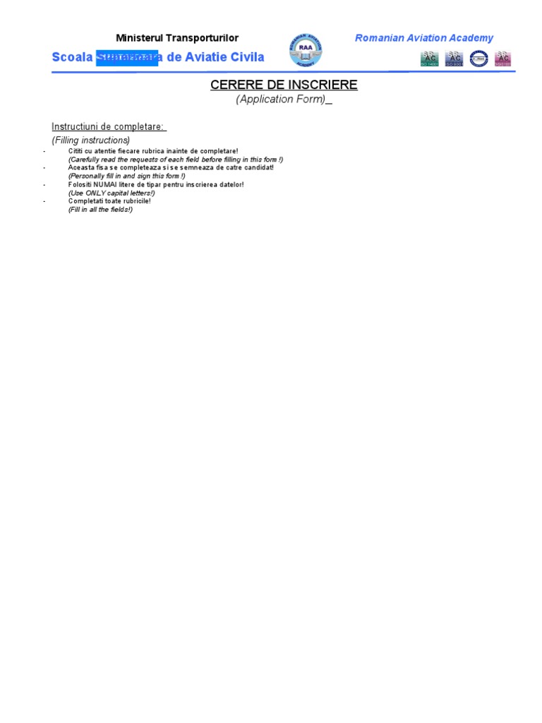 Aviation Academy Enrollment Form | PDF