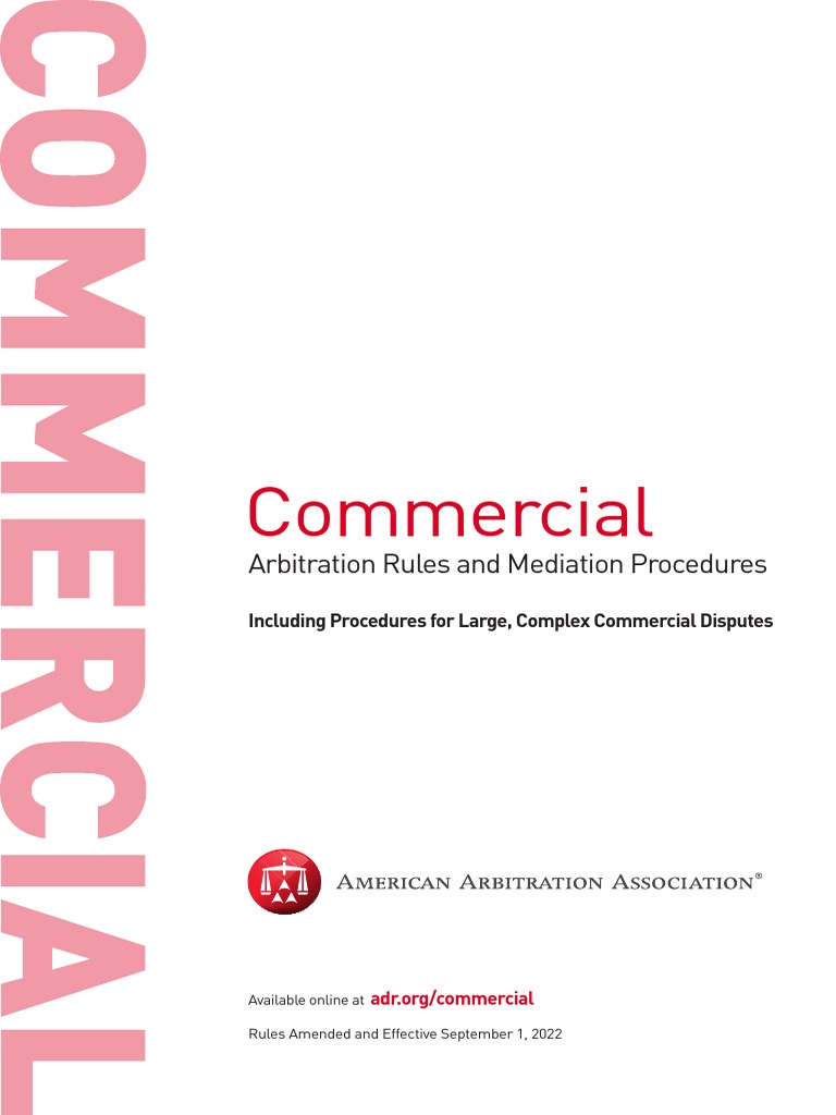 AAA Commercial Arbitration Rules PDF Arbitration Mediation