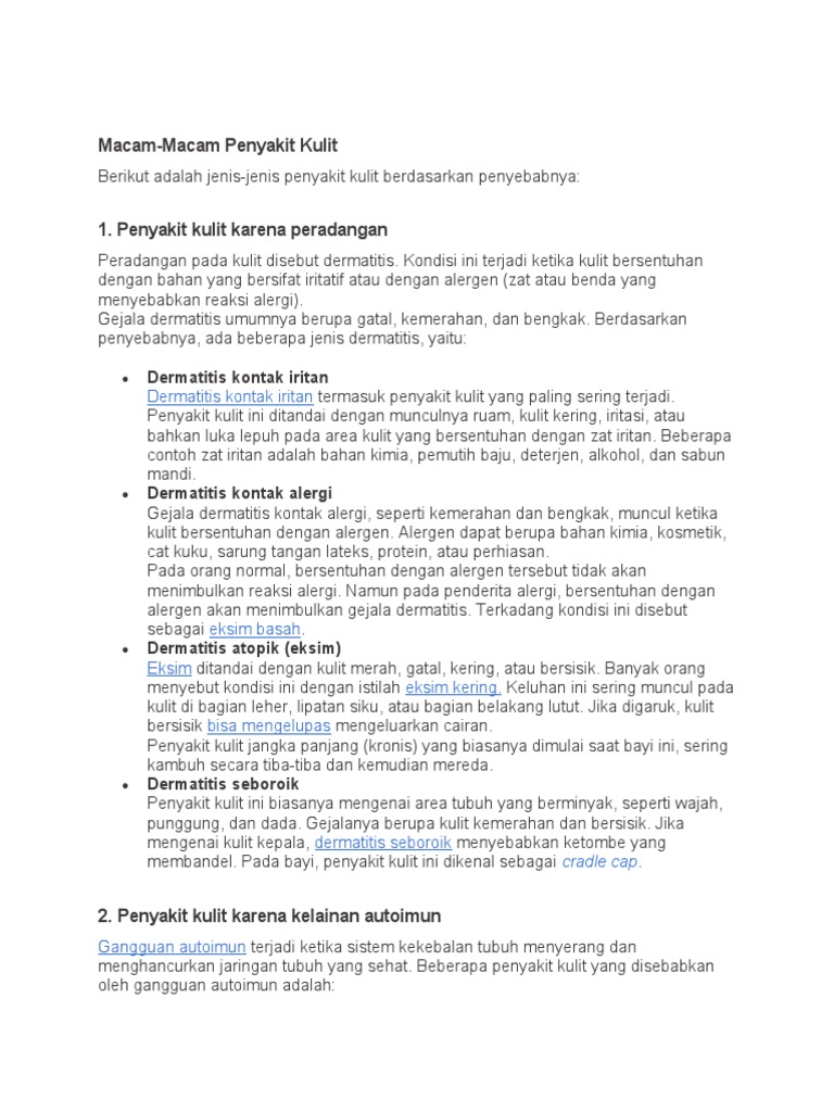 Macam Macam Penyakit Kulit | PDF