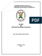 Silabo DE Gestión de Redes Sociales: Mg. Jenny Marcela Ruiz Falcón