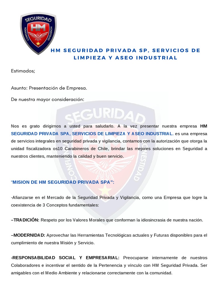 HM Seguridad Privada y Aseo Industrial | PDF | Valores