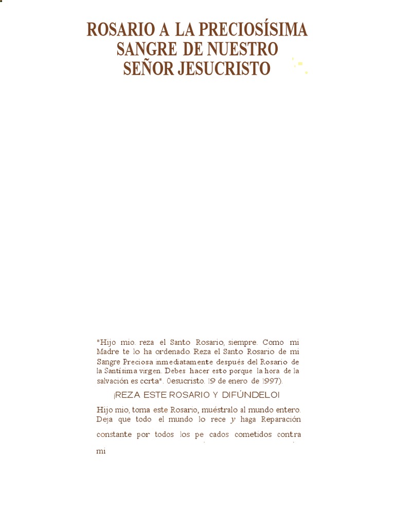Rosario A La Preciosisima Sangre de Nuestro Sen-Or Jesucristo PDF | PDF ...