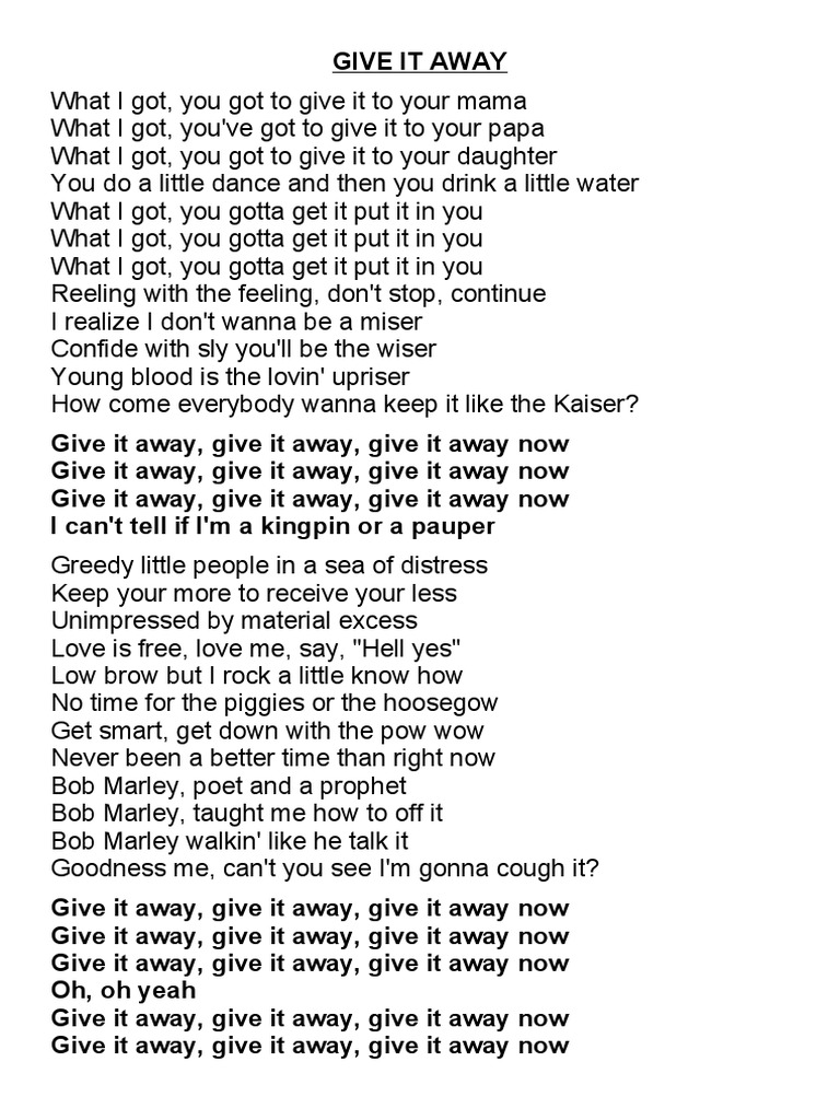 Letras Red Hot Chili Pepper PDF