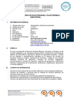 Sílabo Del Curso de Electricidad Y Electrónica Industrial: I. Informacion General