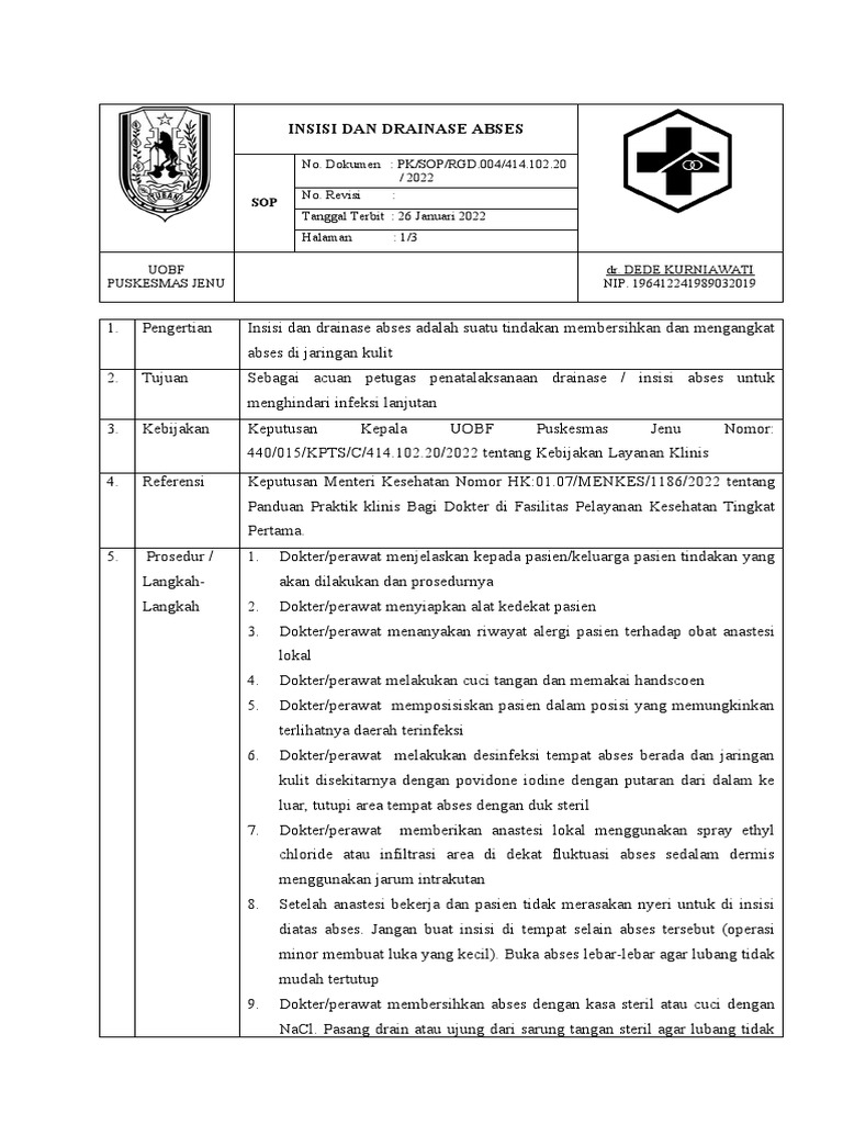 Tind - Sop Insisi Dan Drainase Abses | PDF | Pengembangan Diri ...