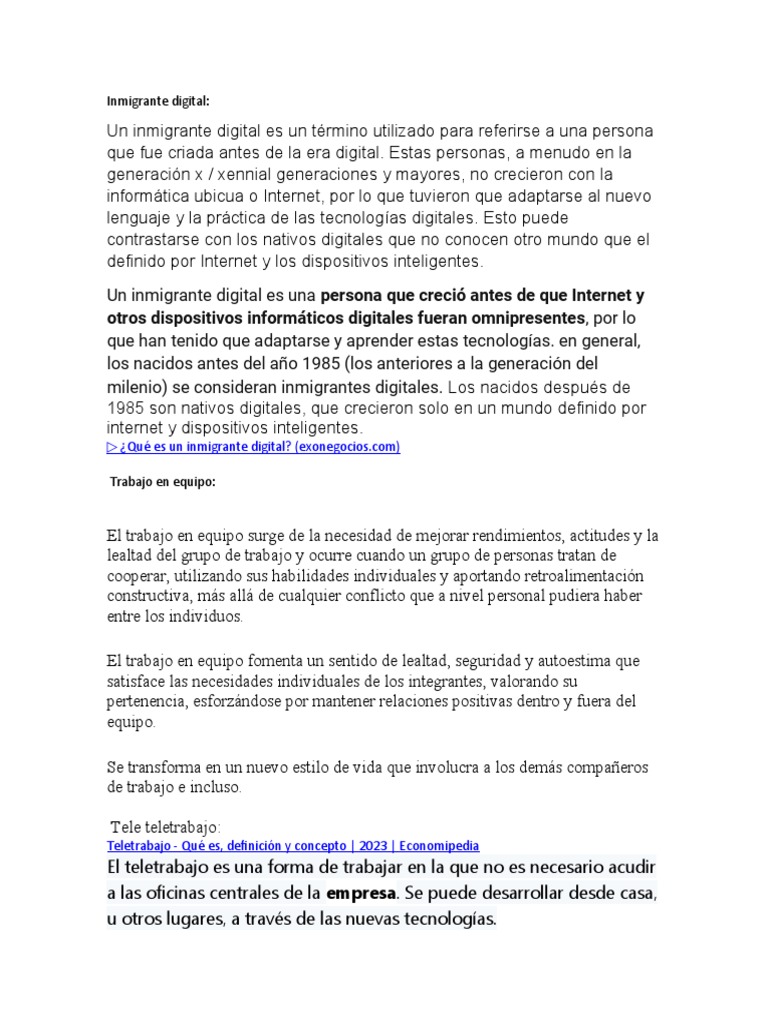 Inmigrantes Digitales: Definición y Contexto | PDF | Crecimiento ...