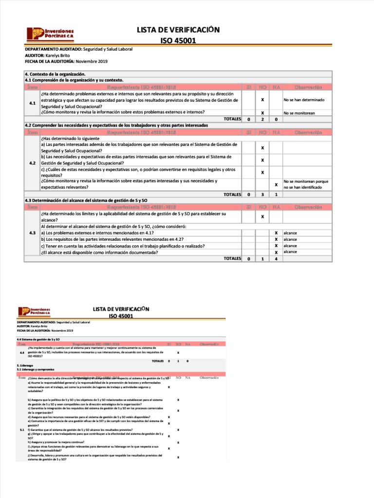 PDF Check List Iso 45001pdf - Compress | PDF | Seguridad y salud ...
