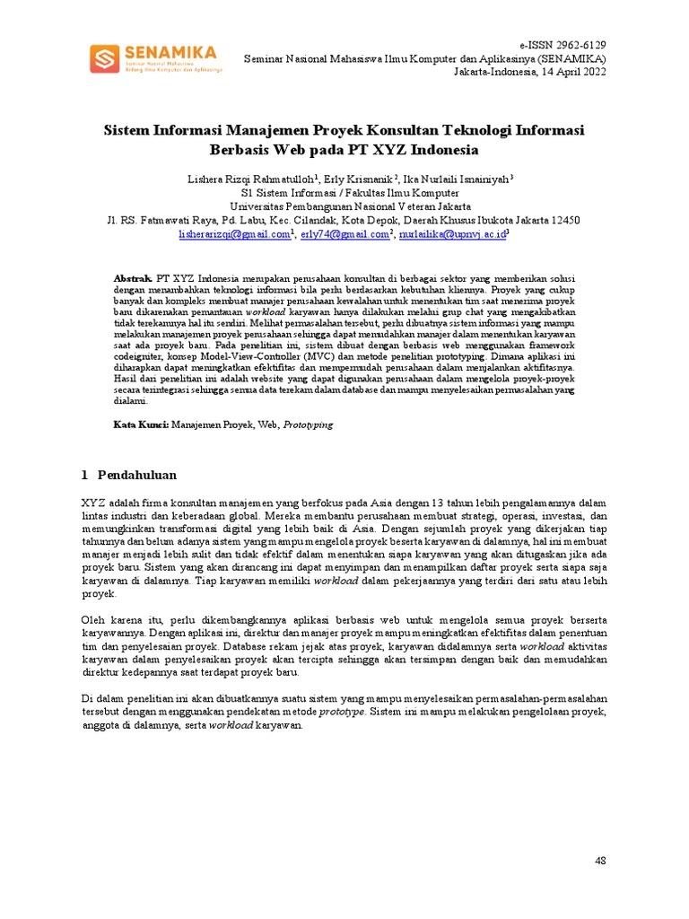 Sistem Informasi Manajemen Proyek | PDF