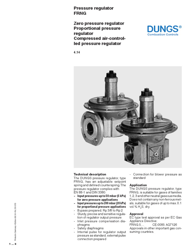 Pressure Regulator FRNG Zero Pressure Regulator Proportional Pressure