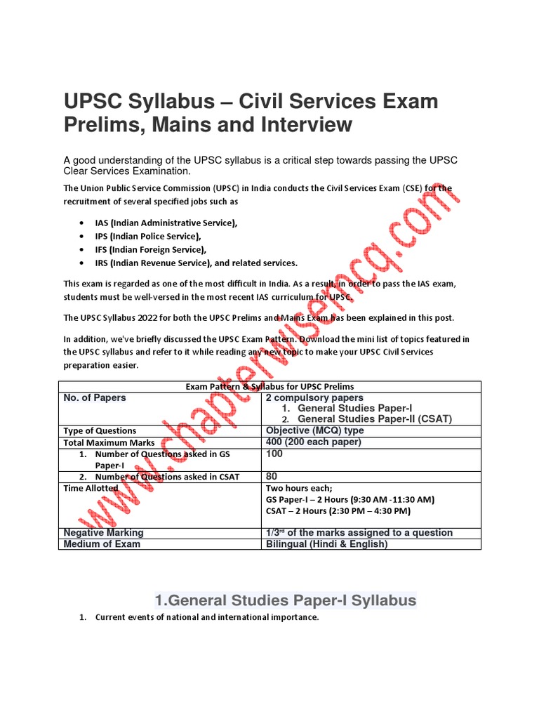 Upsc Syllabus | PDF