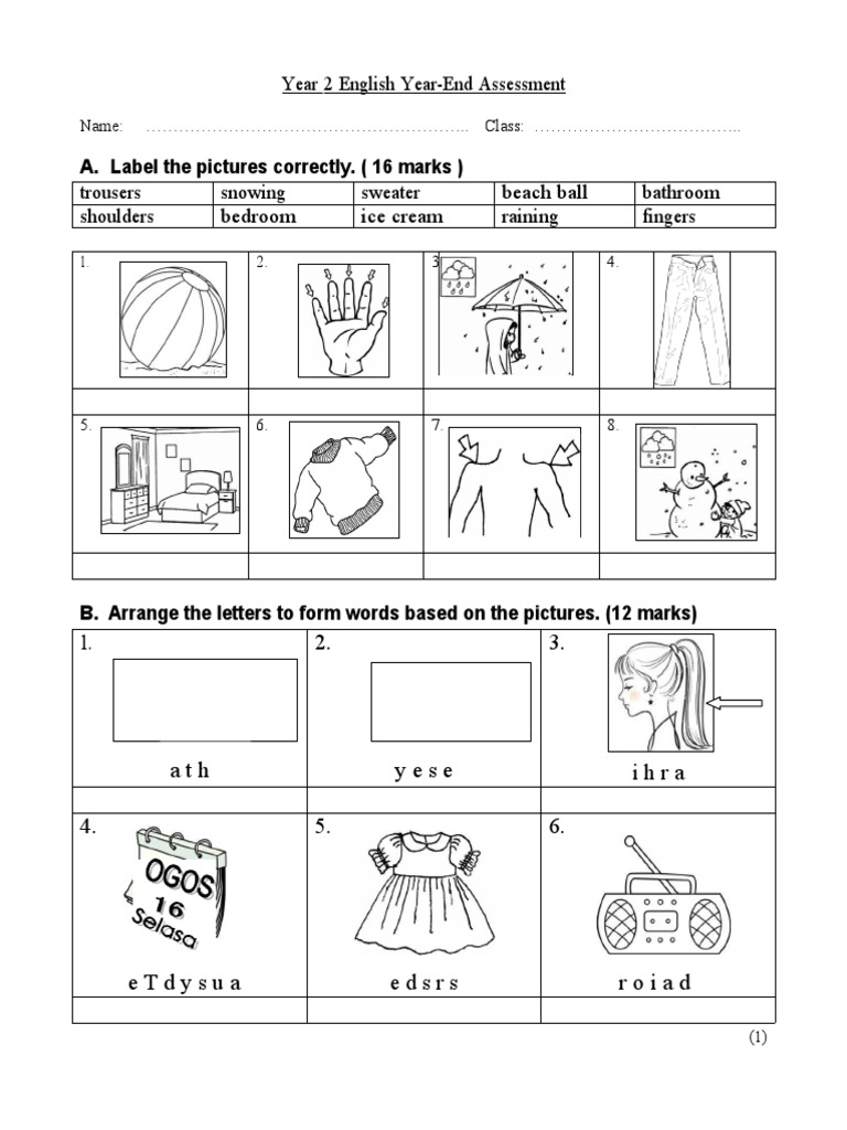 Year 2 English YeaarEnd Assessment PDF