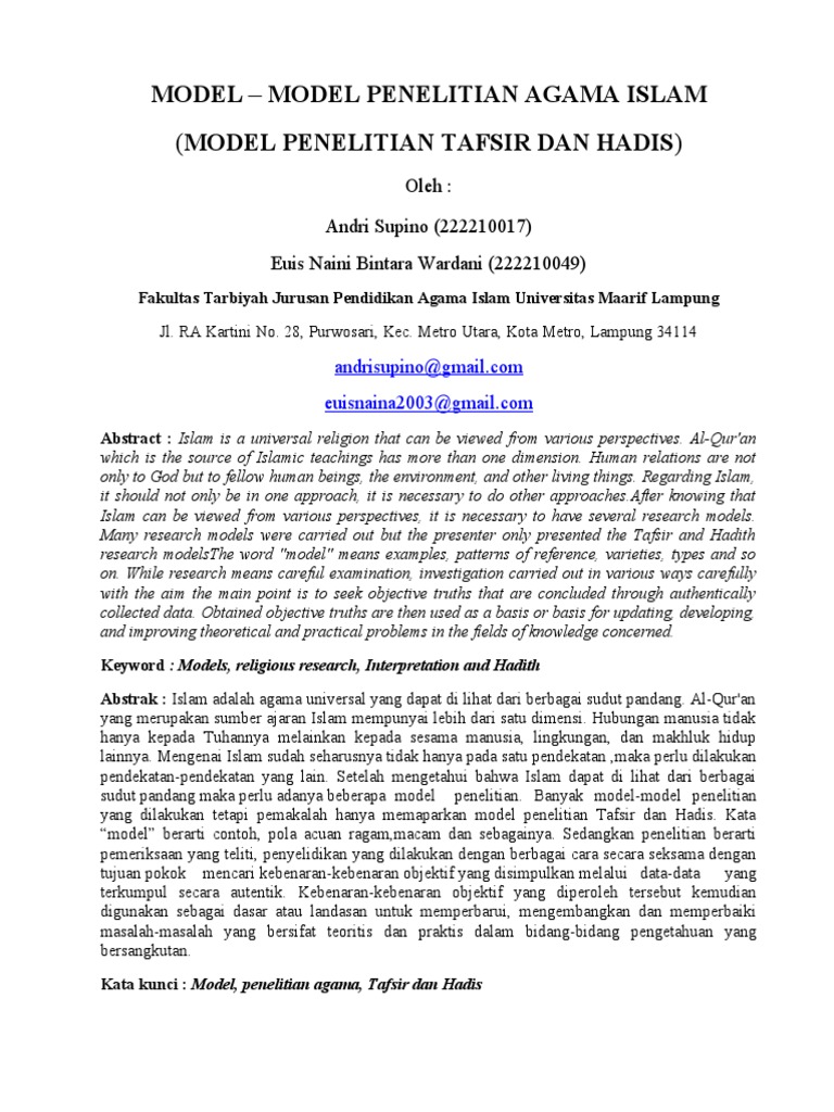 Model Model Penelitian Agama Islam | PDF