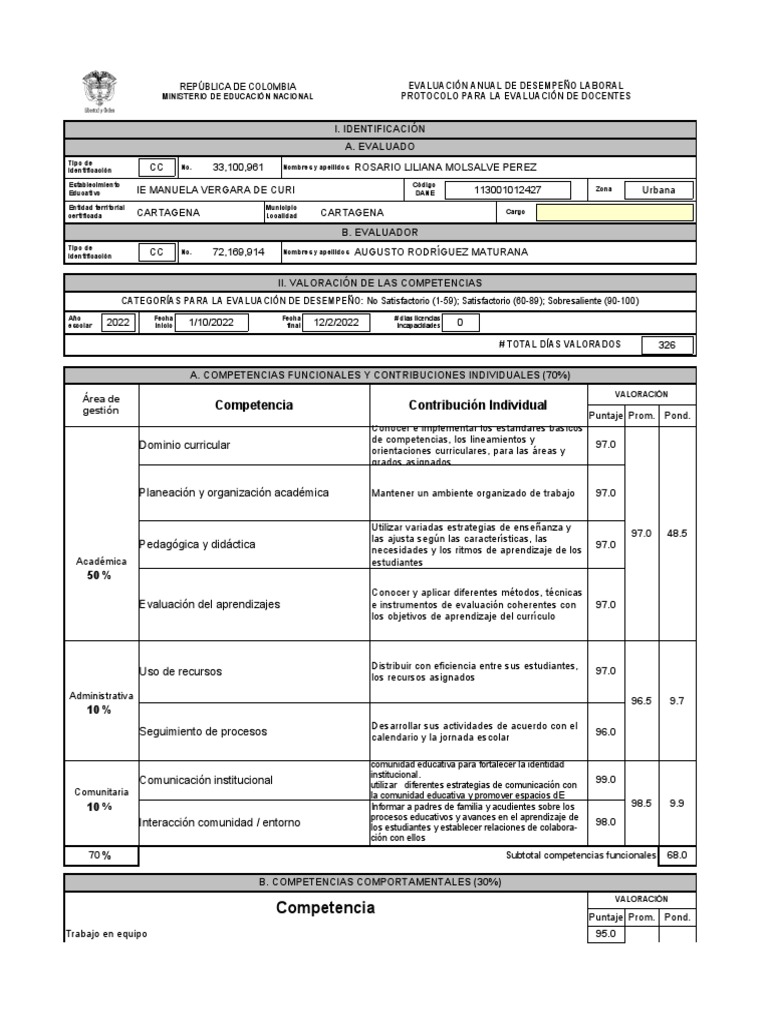 Evaluación de Desempeño Docente 2022 | PDF | Evaluación | Maestros