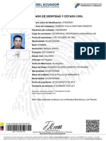 República Del Ecuador: Certificado de Identidad Y Estado Civil