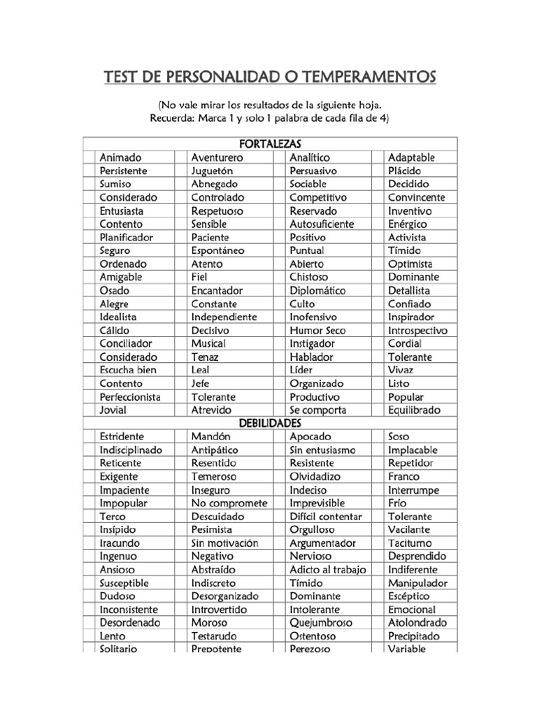 Test De Temperamento PDF