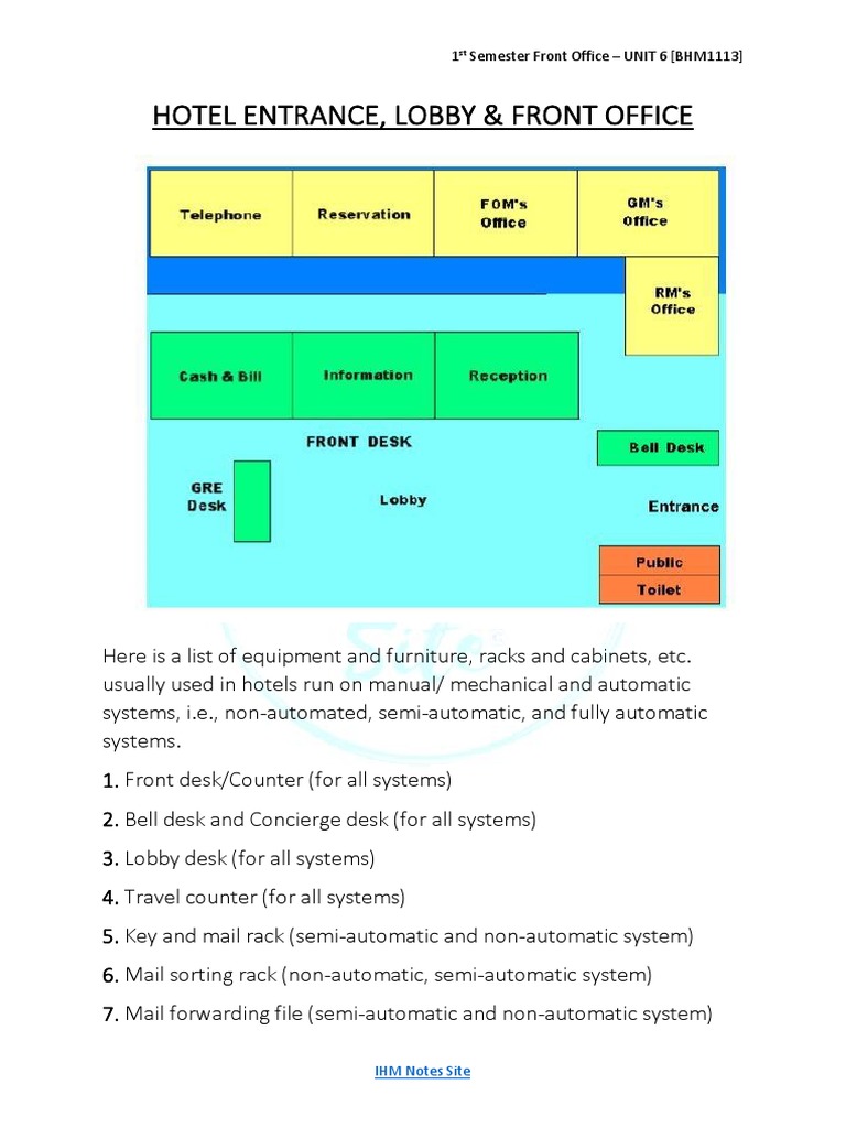 Hotel Front Office Equipment Guide | PDF | Credit Card | Office Equipment