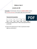 Advanced Mathematics For ME Polynomial Interpolation Quiz