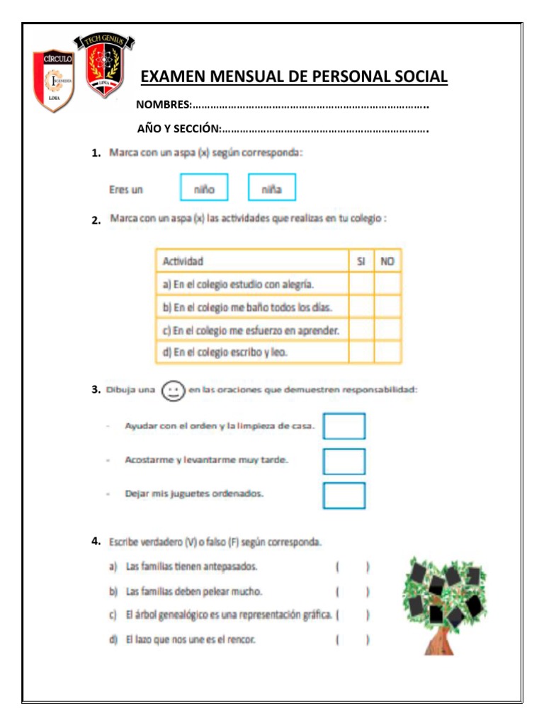 Examen Mensual de Personal Social 2 | PDF
