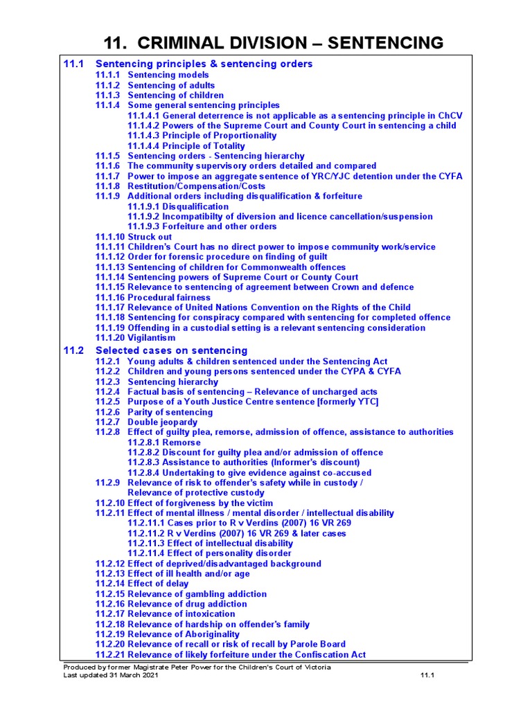 Criminal Division - Sentencing: 11.1 Sentencing Principles & Sentencing ...