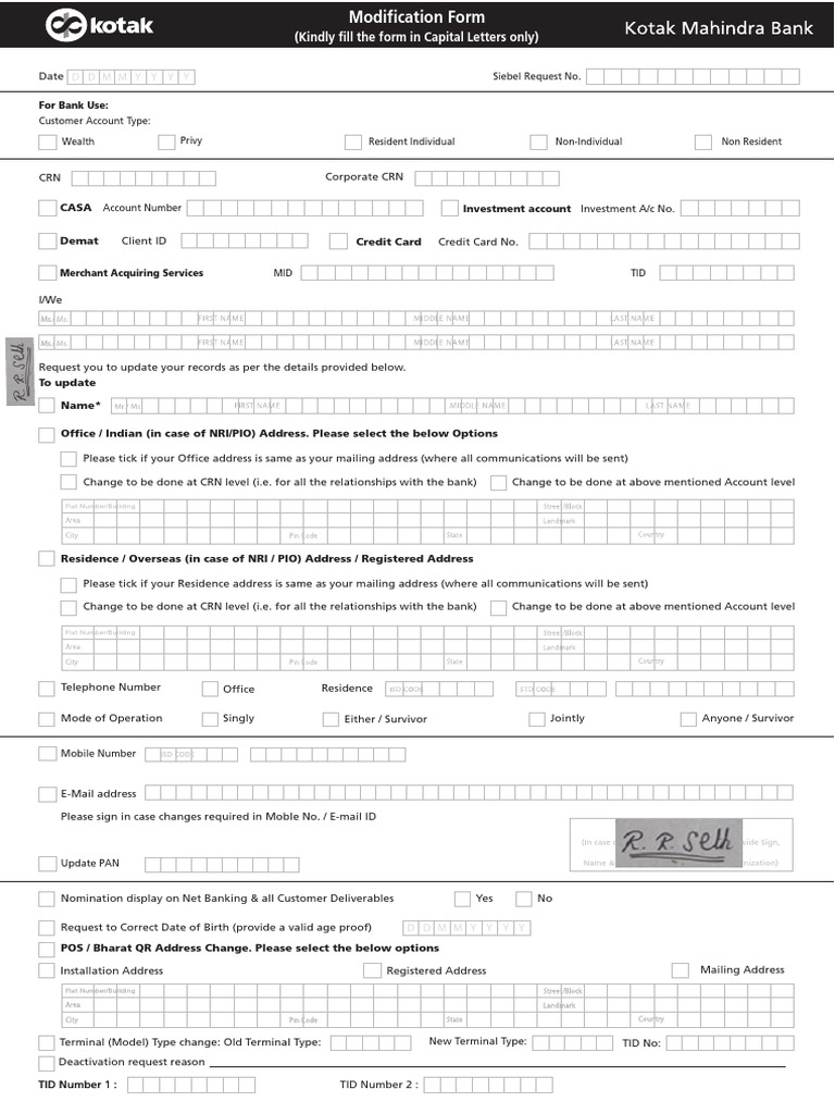Account Modification Form_Signed | PDF | Debit Card | Banks