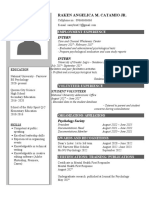 Raken Angelica M. Catamio JR.: Employment Experience