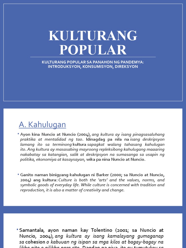 Kulturang Popular Kulturang Popular Sa Panahon NG Pandemya