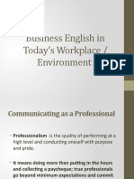 Business English in Today's Workplace / Environment