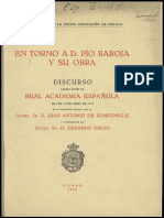 En Torno A D. Pío Baroja Y Su Obra: Discurso Real Academia Española