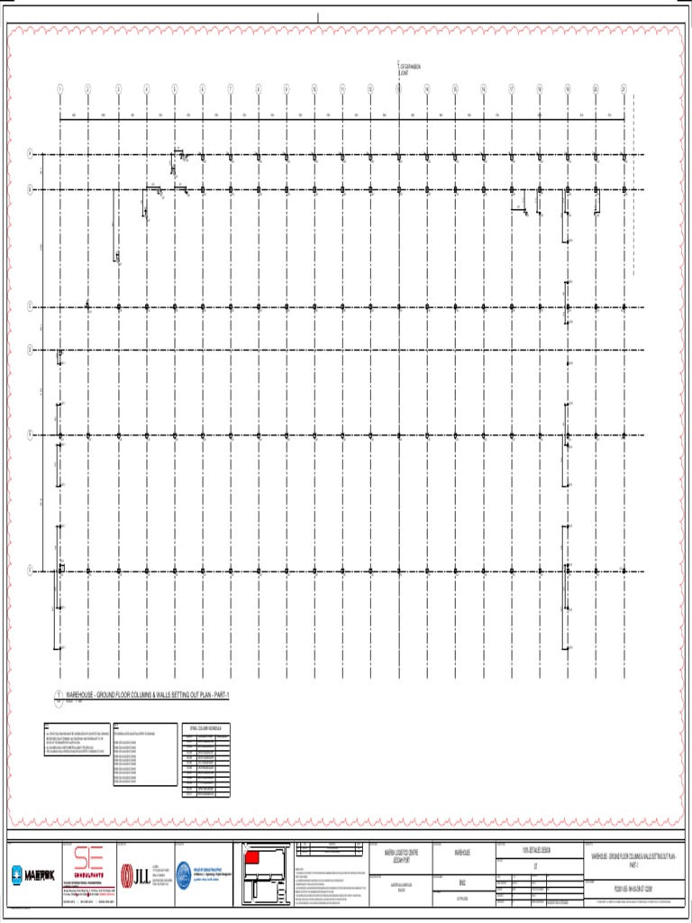 Warehouse - Ground Floor Columns & Walls Setting Out Plan - Part-1 1 ...