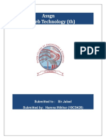 Assgn Web Technology (TH) : Submitted To: Sir Jaleel Submitted By: Hamna Iftikhar (19CS426)
