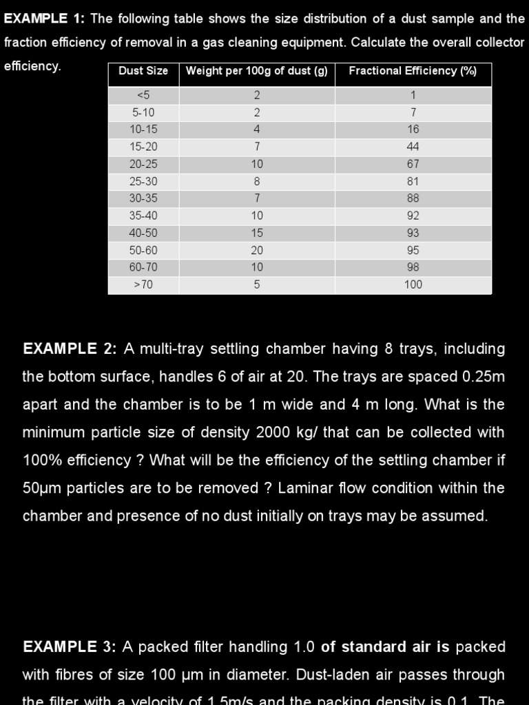 Dust Collection Efficiency Calculations | PDF