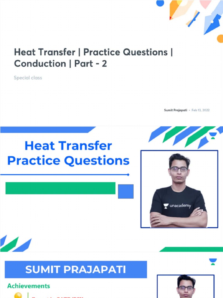 Heat Transfer Practice Questions Conduction Part 2 No Anno PDF
