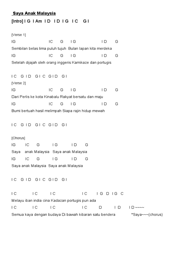 Saya Anak Malaysia by Music Gear Studio | PDF