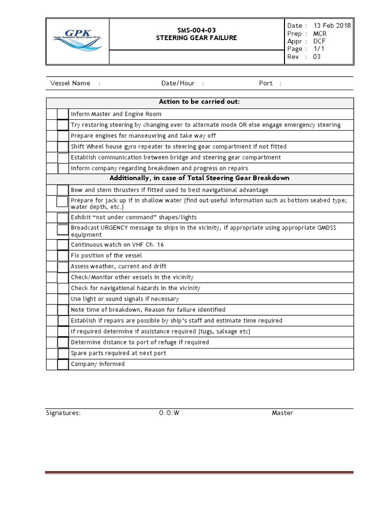 SMS00403 Steering Gear Failure PDF