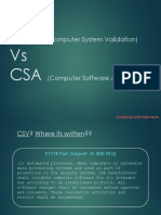 Differences between CSV and CSA validation approaches