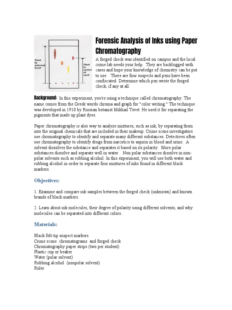 Chromatography Lab PDF Chromatography Chemical Polarity