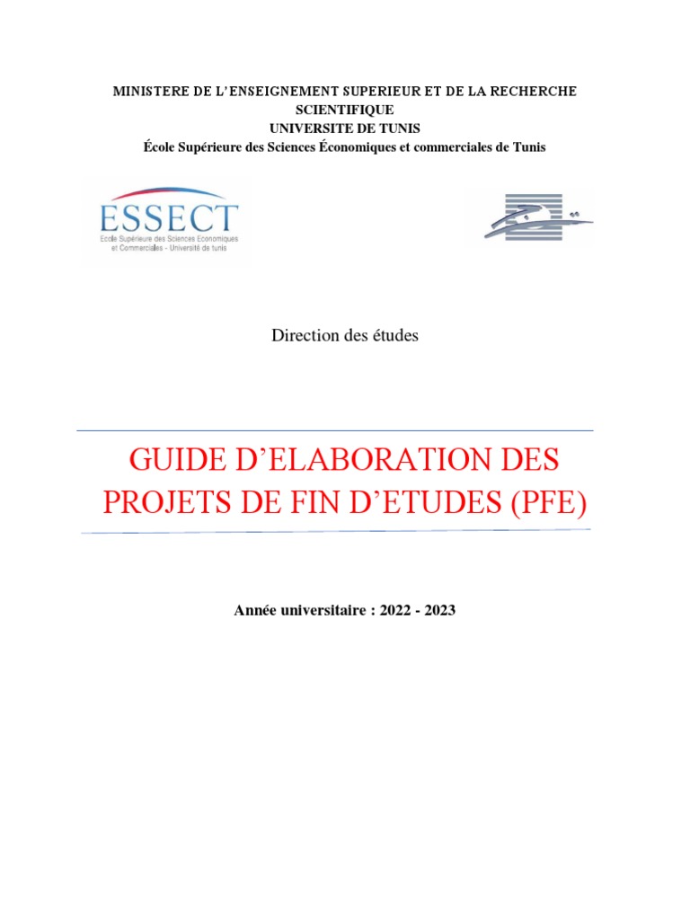 Guide PFE : Élaboration et Structure | PDF | Doctorat | Tunisie
