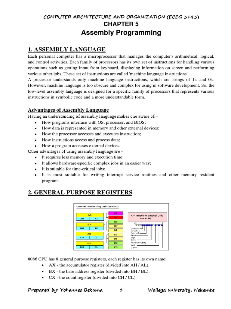 Assembly Programming: Advantages of Assembly Language | PDF | Assembly ...