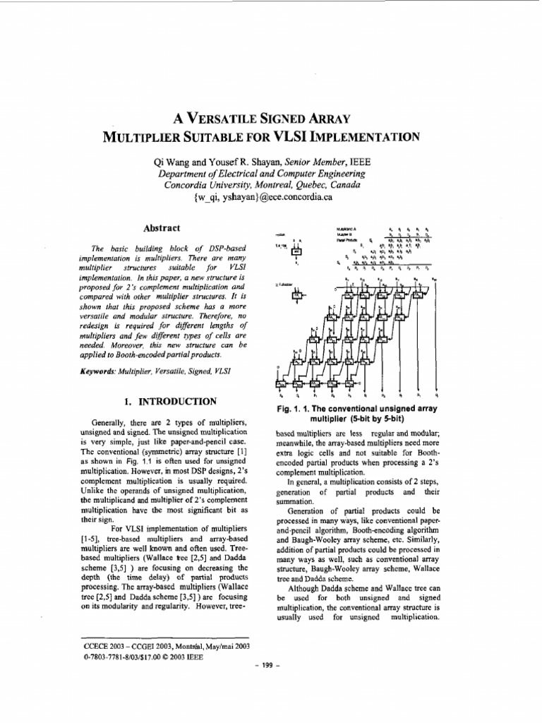 A Versatile Signed Array Multiplier Suitable for VLSI Implementation ...